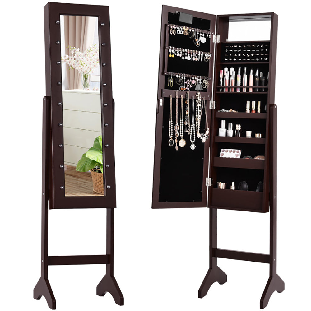 Mirrored Jewelry Armoire with LED Lights