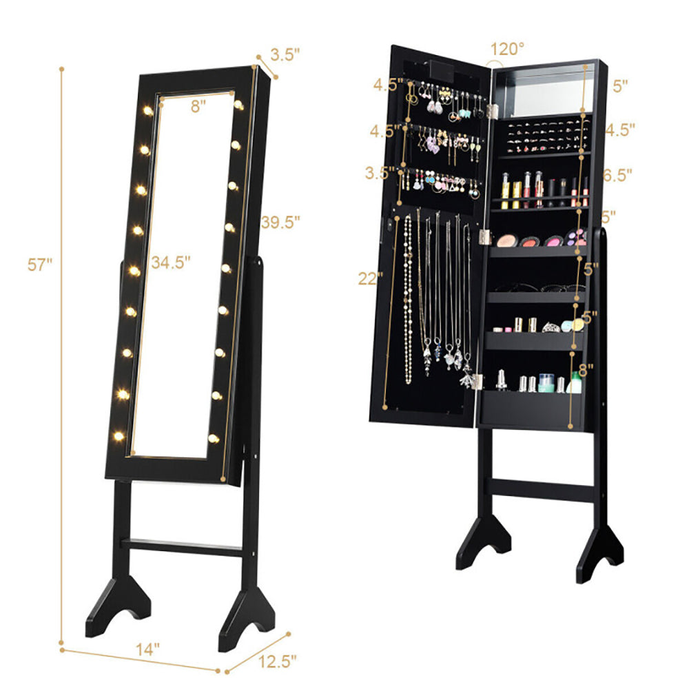Mirrored Jewelry Armoire with LED Lights