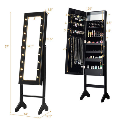 Mirrored Jewelry Armoire with LED Lights