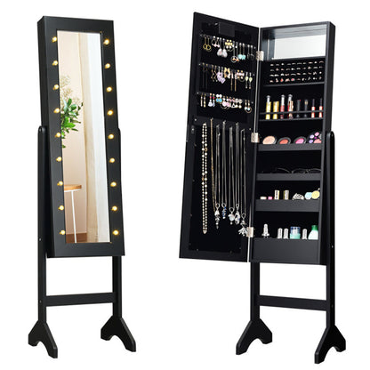 Mirrored Jewelry Armoire with LED Lights