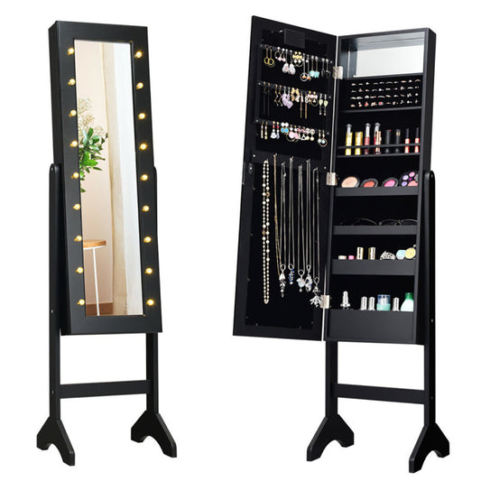 Mirrored Jewelry Armoire with LED Lights