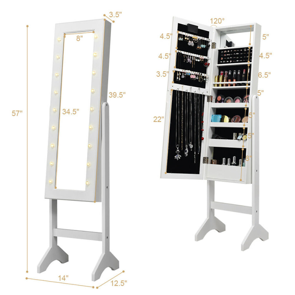 Mirrored Jewelry Armoire with LED Lights