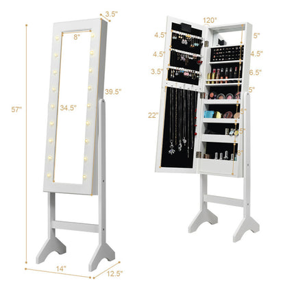 Mirrored Jewelry Armoire with LED Lights