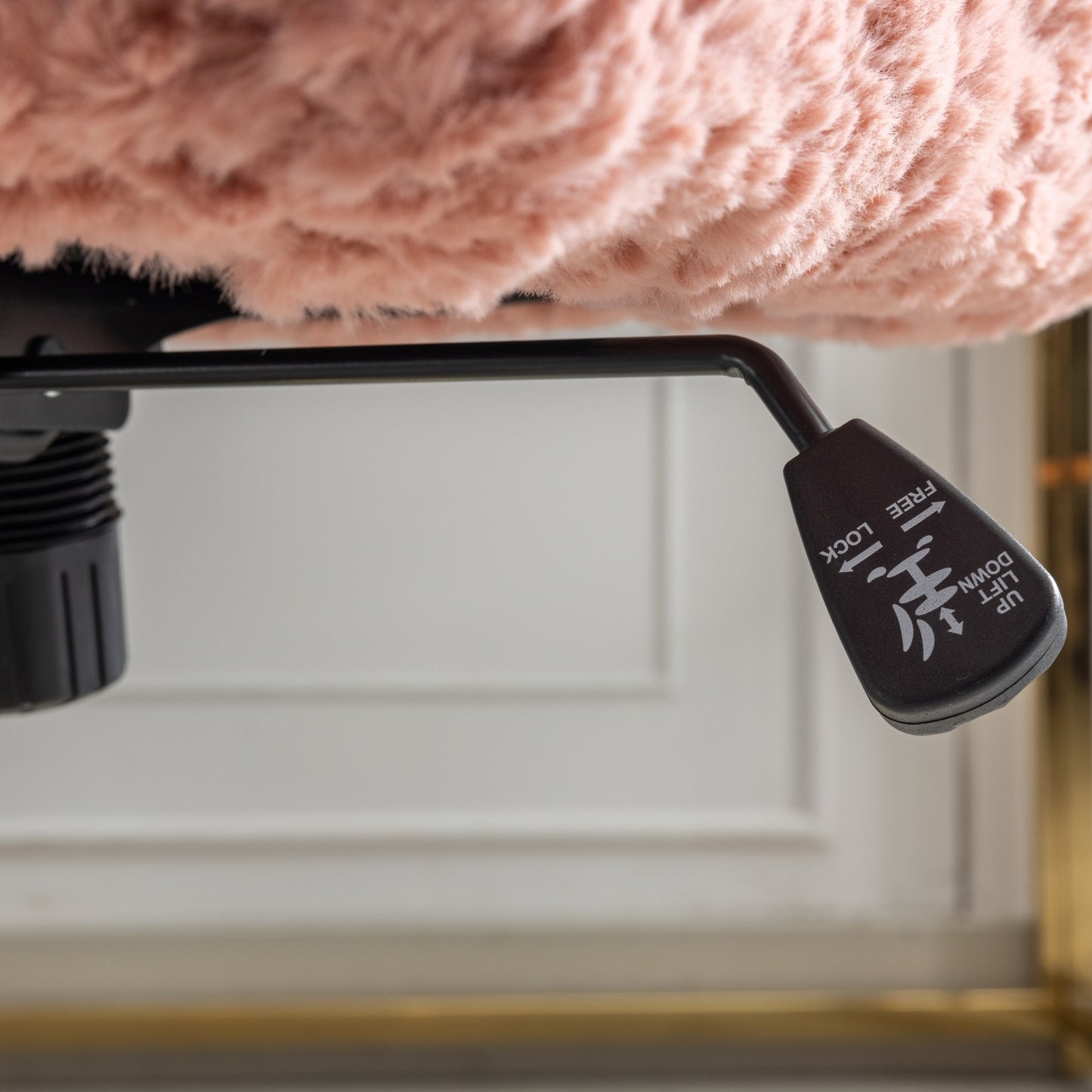 A&A Faux Rabbit Fur Office Chair – Gold Base