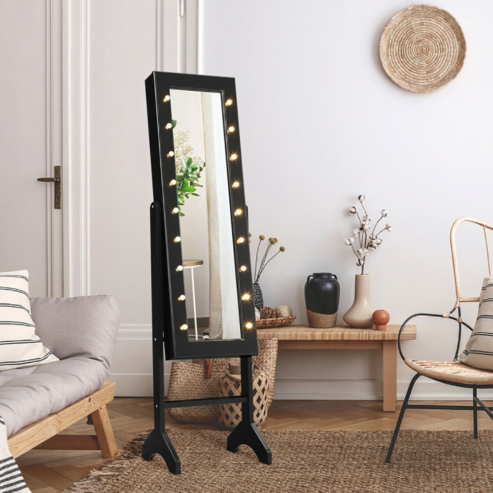 Mirrored Jewelry Armoire with LED Lights