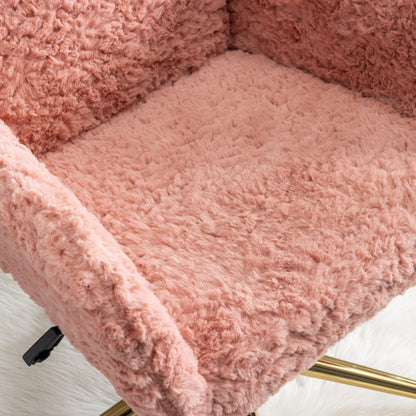 A&A Faux Rabbit Fur Office Chair – Gold Base