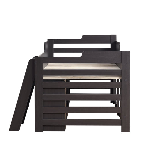 Kids Mid Sleeper Bed with Drawers & Shelf