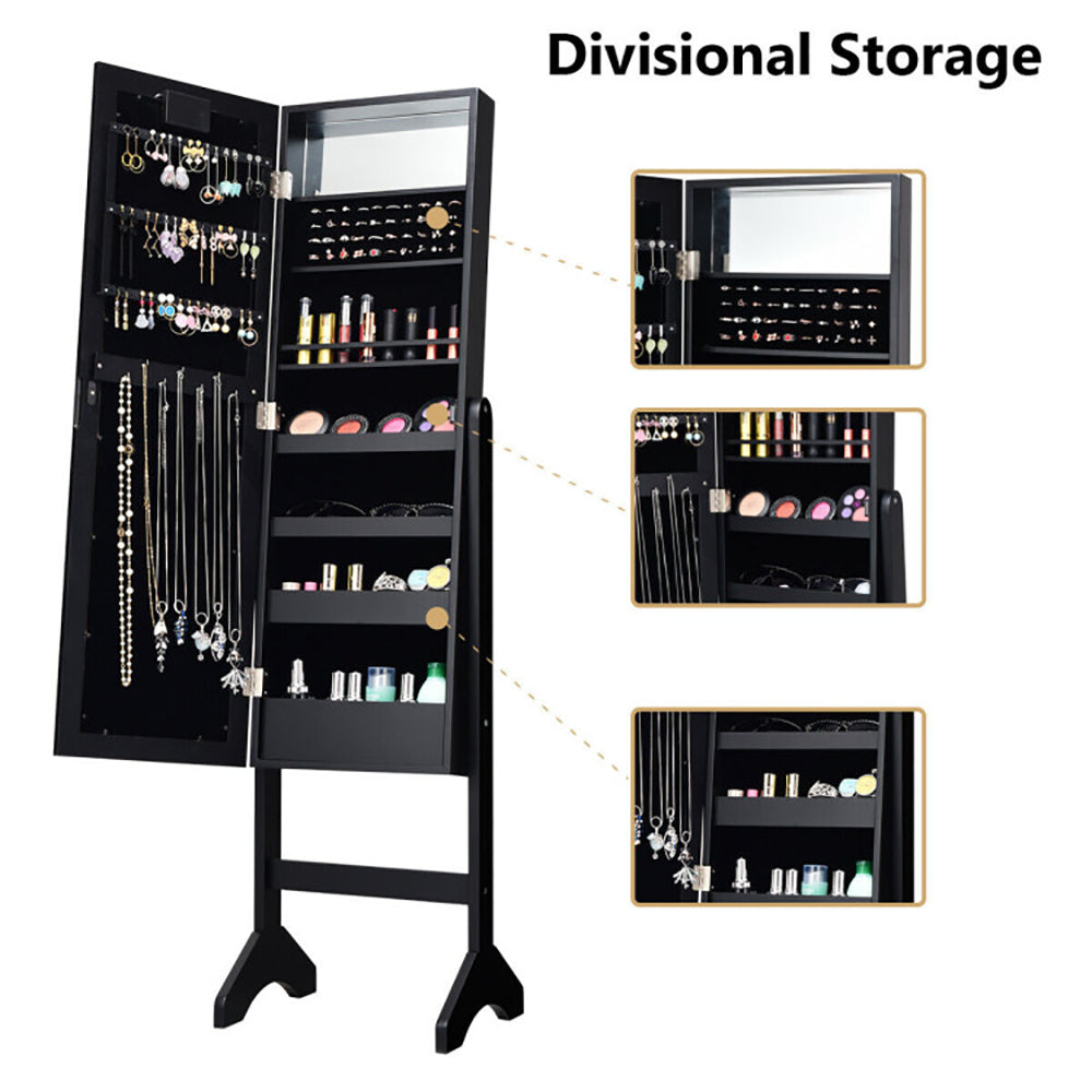 Mirrored Jewelry Armoire with LED Lights