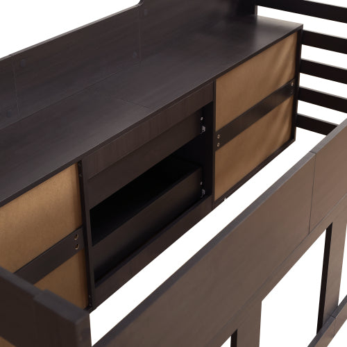 Kids Mid Sleeper Bed with Drawers & Shelf