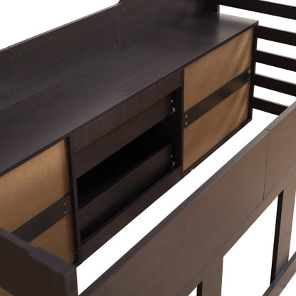 Kids Mid Sleeper Bed with Drawers & Shelf