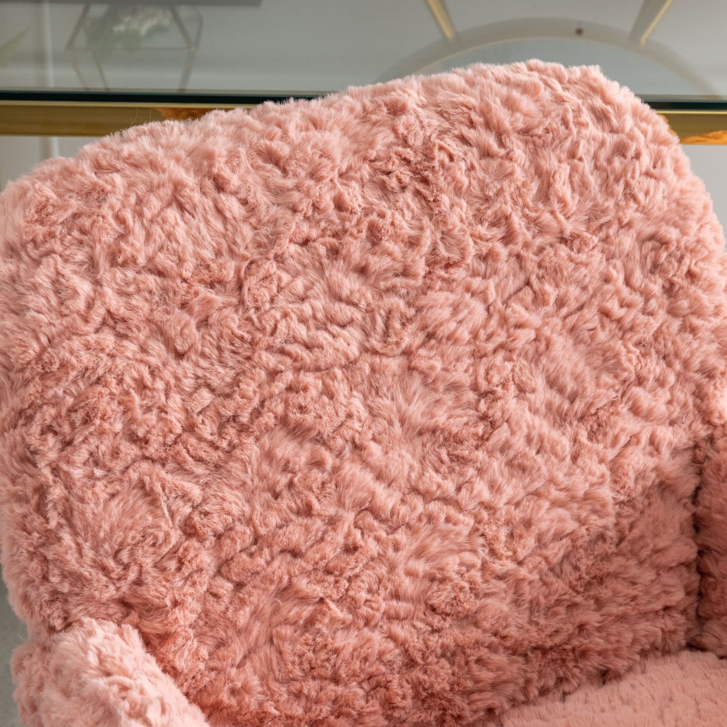 A&A Faux Rabbit Fur Office Chair – Gold Base