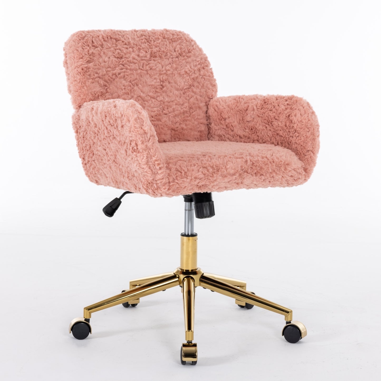 A&A Faux Rabbit Fur Office Chair – Gold Base