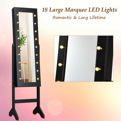 Mirrored Jewelry Armoire with LED Lights