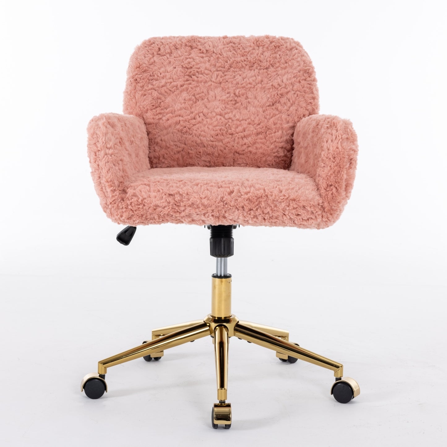 A&A Faux Rabbit Fur Office Chair – Gold Base