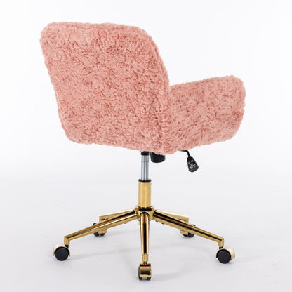 A&A Faux Rabbit Fur Office Chair – Gold Base