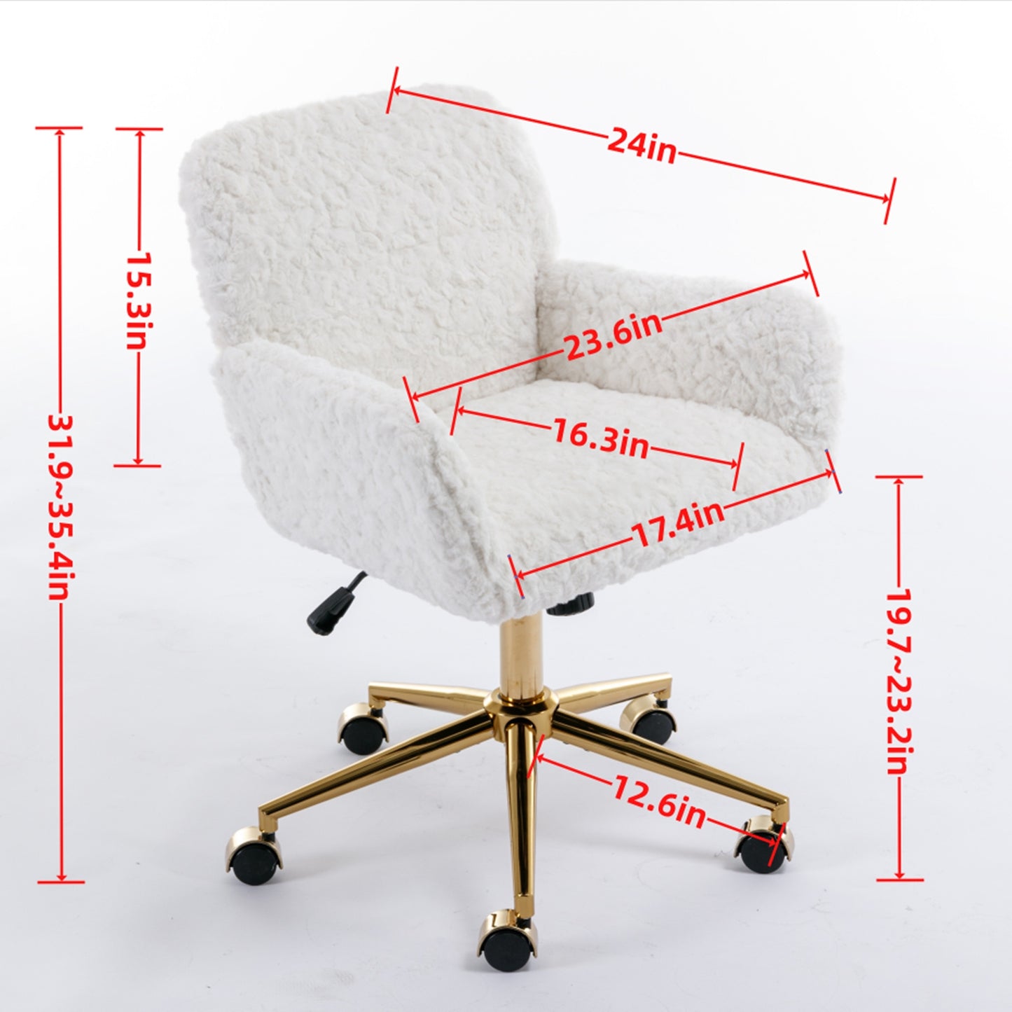 A&A Faux Rabbit Fur Office Chair – Gold Base